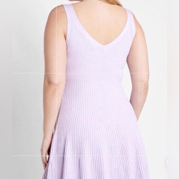 Express Lilac Purple Knit V-Neck Fit & Flare Dress | Size XS | NWT - Picture 3 of 3